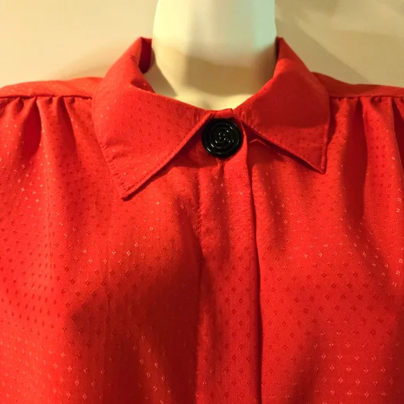 Red Long Sleeve Blouse by Cape Cod, Subtle Design, Size Medium - Picture 3 of 9